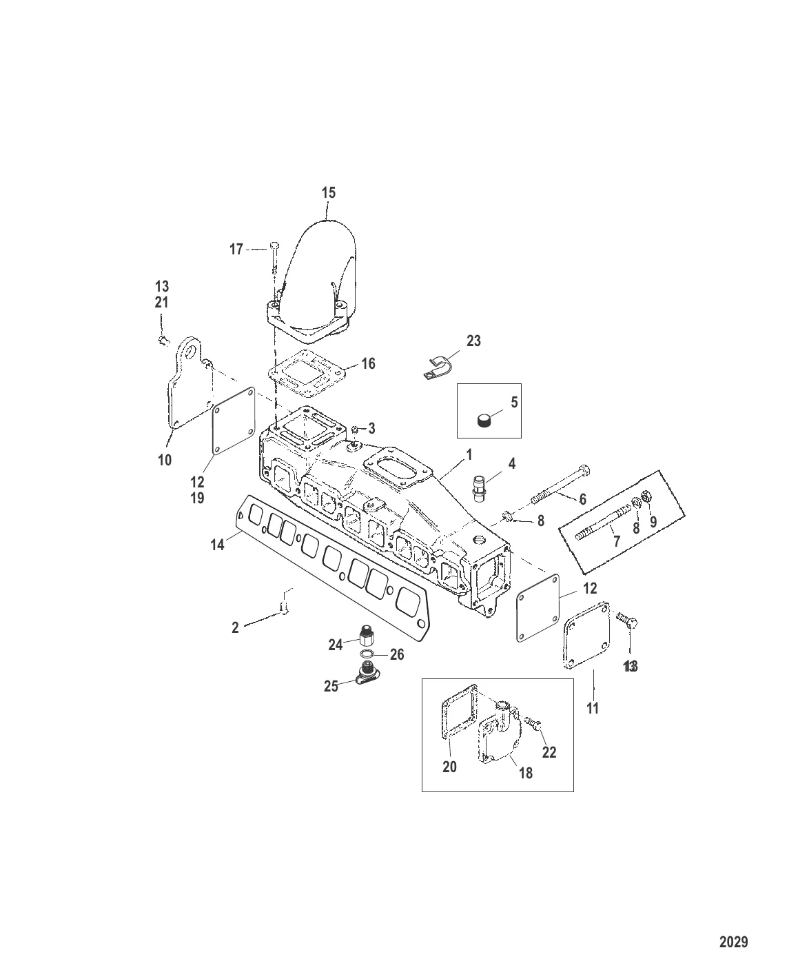 Выхлопной коллектор (0M679999 и выше/с колпачками)