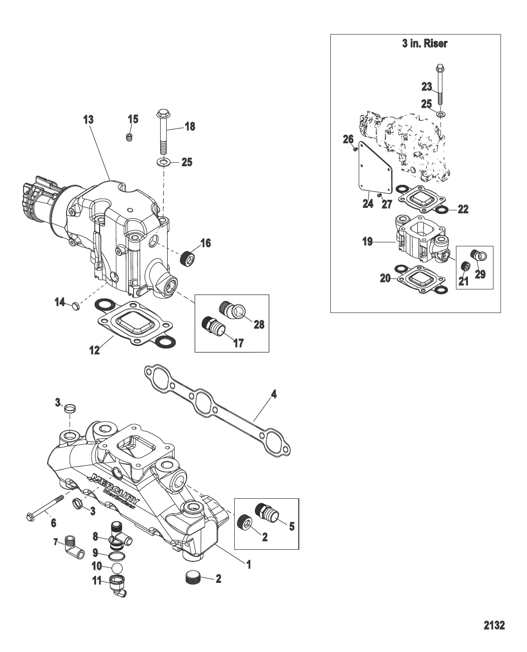 Выхлопной коллектор и коленчатый патрубок