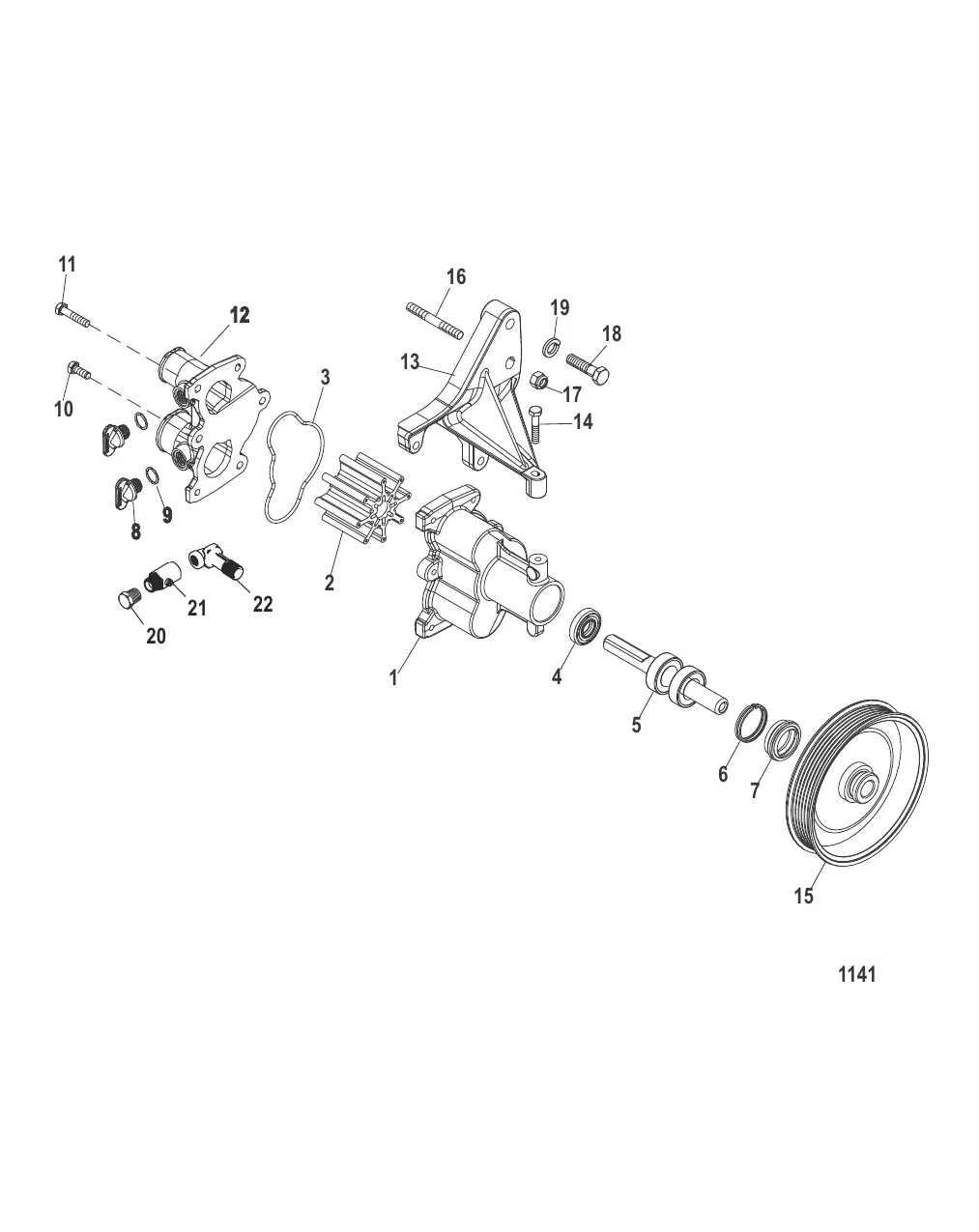 Насос для забортной воды в сборе (Alpha / Bravo, закрытая система охлаждения)