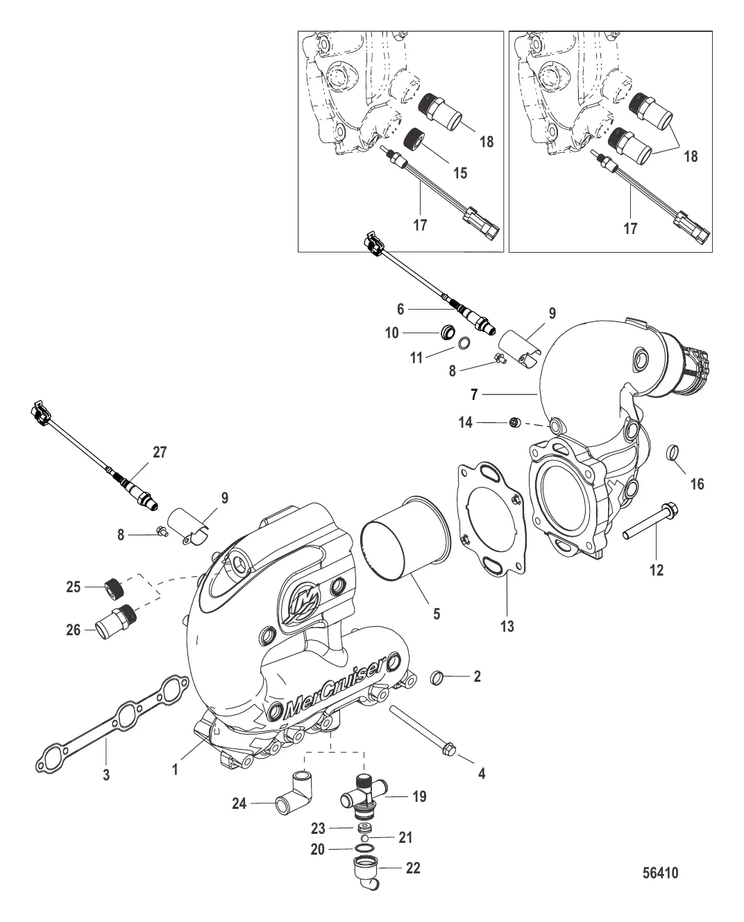 Выхлопной коллектор и коленчатый патрубок