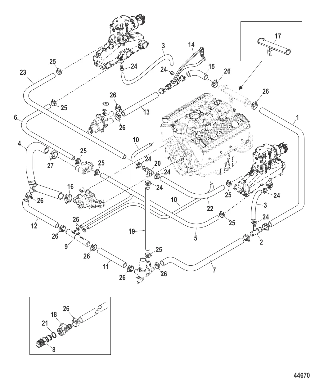Стандартная система охлаждения – BRAVO Одинарный и 3-точечный слив