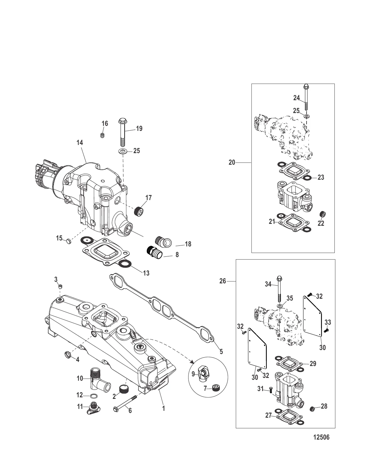 Выхлопной коллектор и коленчатый патрубок