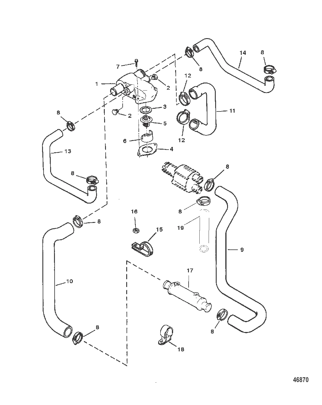 КОРПУС ТЕРМОСТАТА (СТАНДАРТНАЯ СИСТЕМА ОХЛАЖДЕНИЯ)