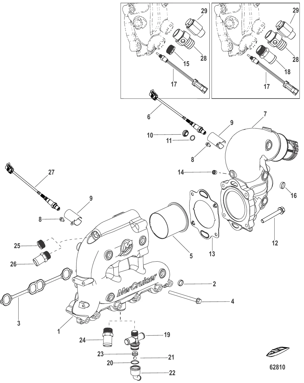 Выхлопной коллектор и коленчатый патрубок