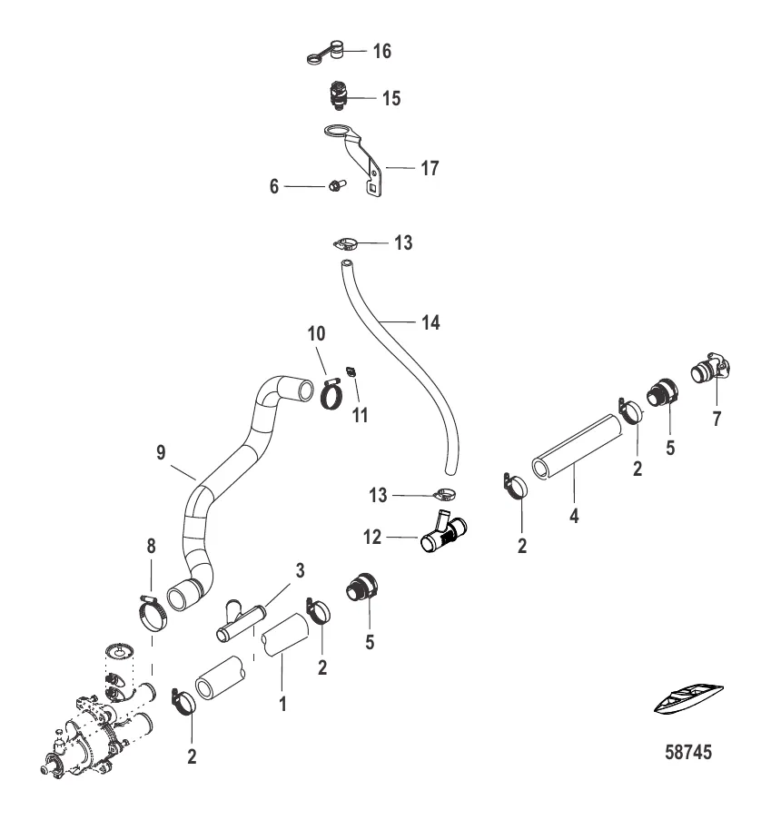 Охлаждение пресной водой Шланги насоса забортной воды