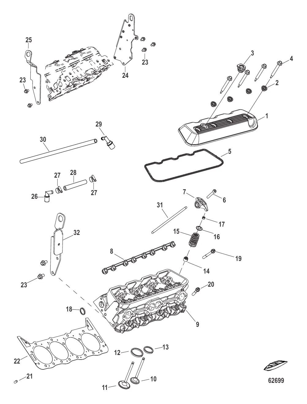 Головка цилиндра и крышка коромысла
