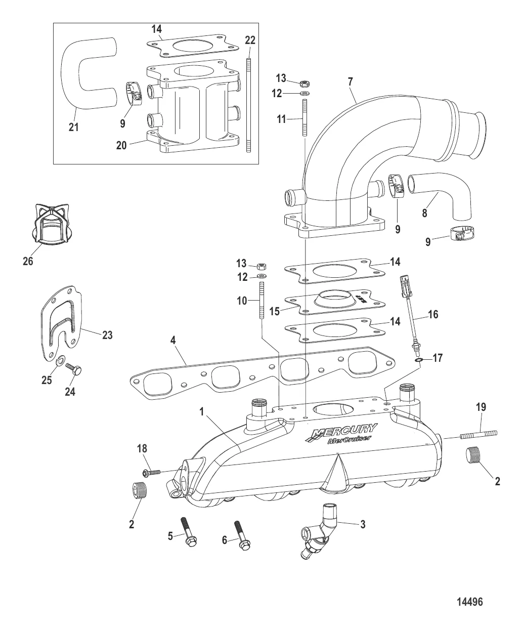 Выхлопной коллектор Коленчатый патрубок и подъемный патрубок