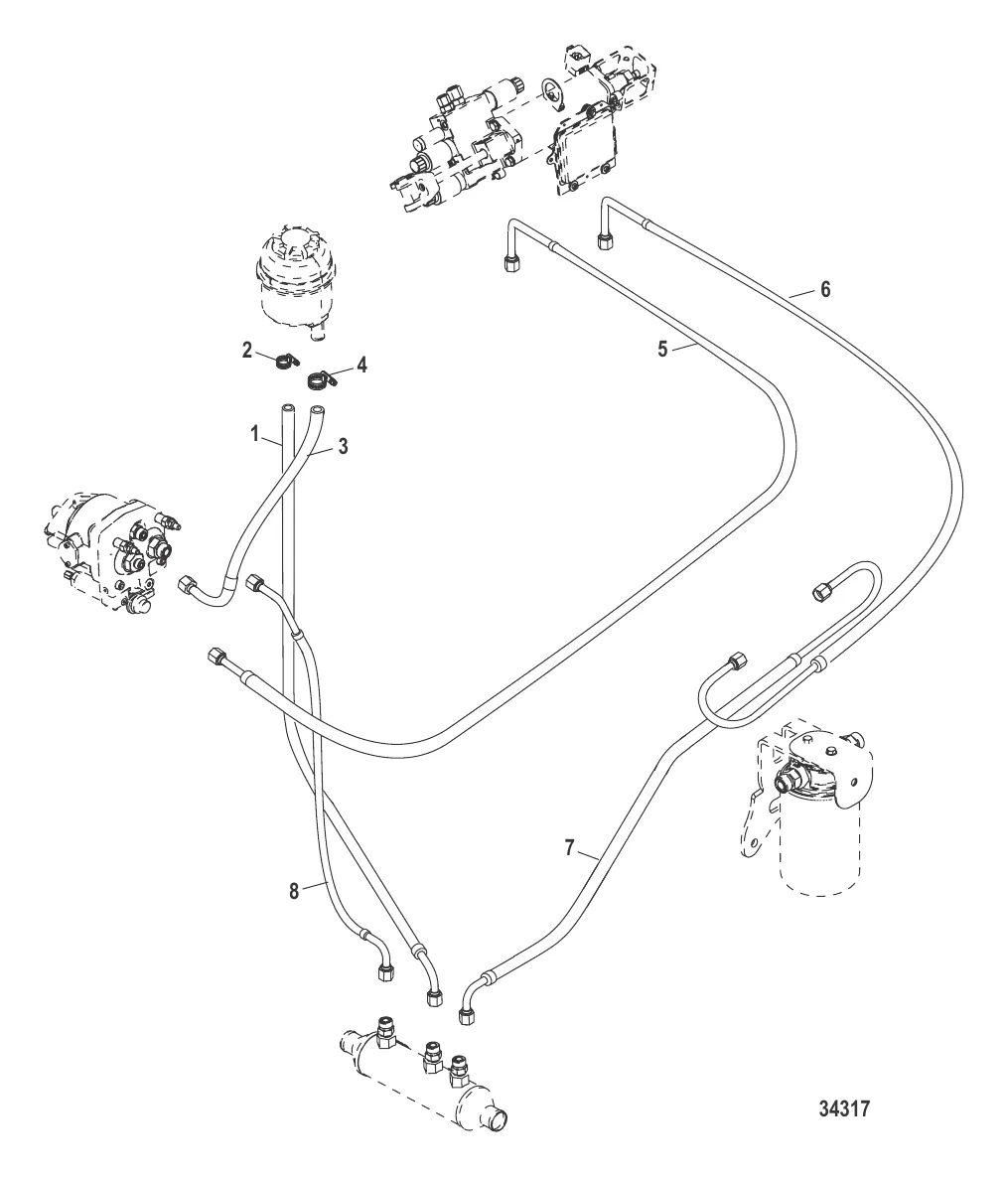 Рулевой механизм AXIUS Шланги (фильтр не в.д.) 1A349742 и ниже, Gen I