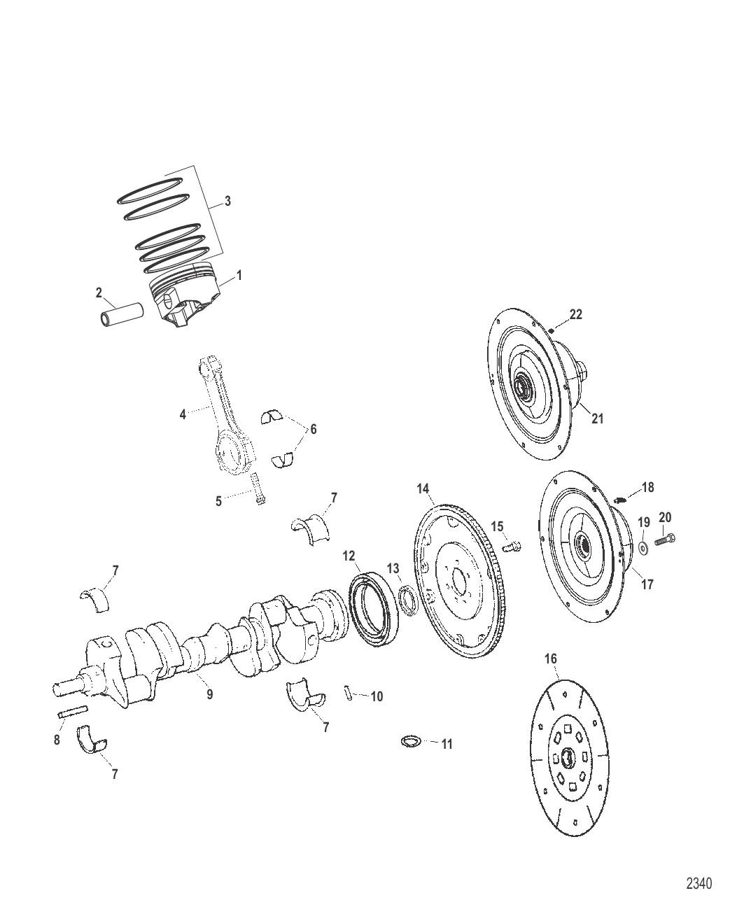 Компоненты двигателя (Коленчатый вал / поршни / шатуны)