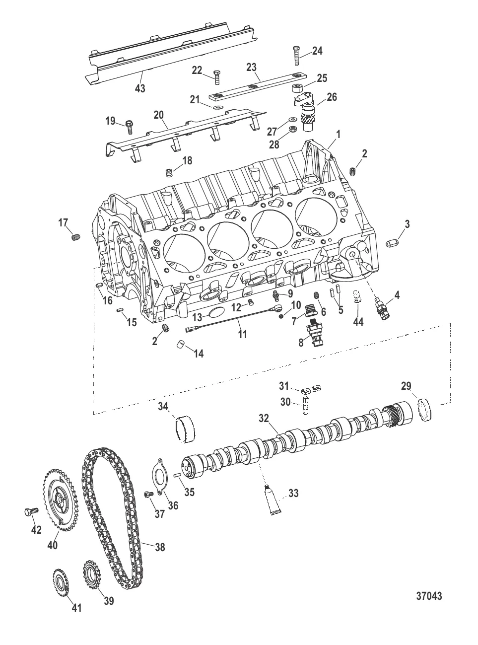 Компоненты двигателя (Блок цилиндров и распределительный вал)