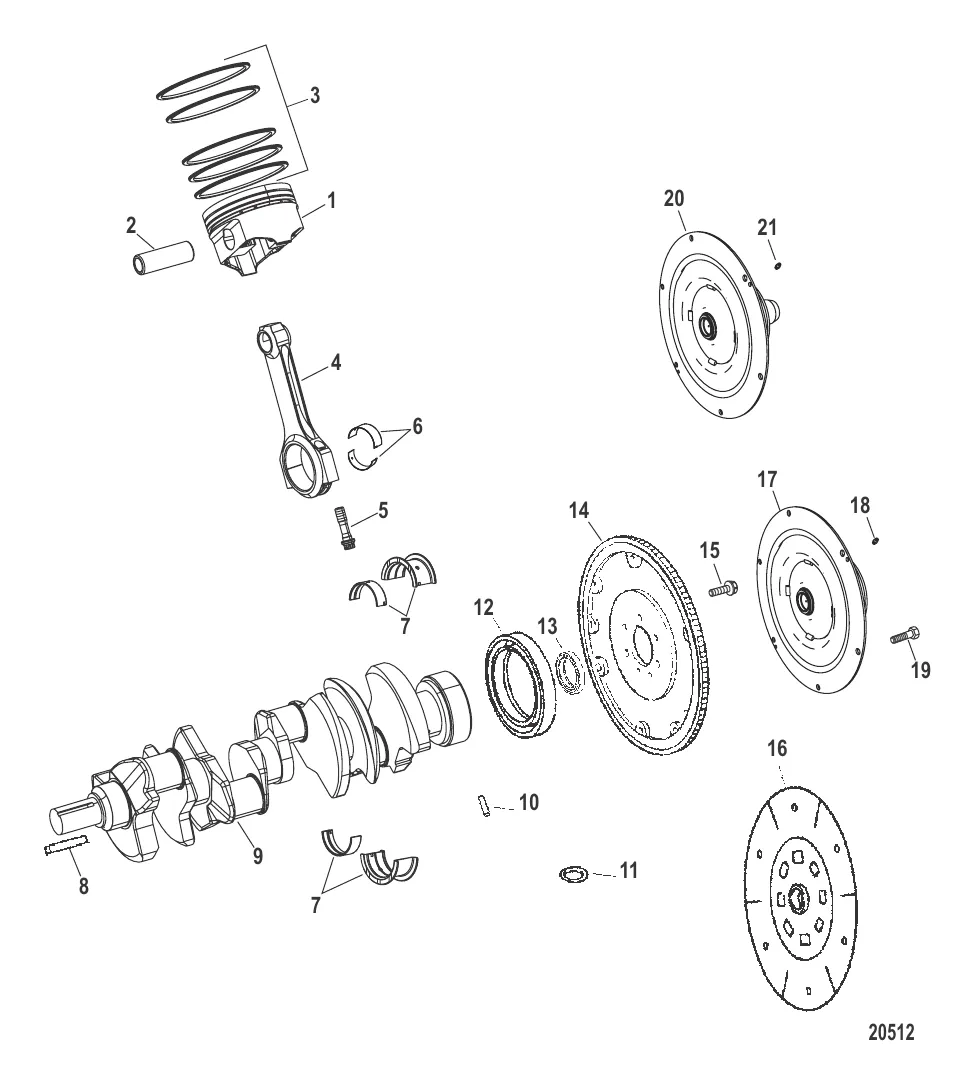 Компоненты двигателя (Коленчатый вал / поршень / шатуны)