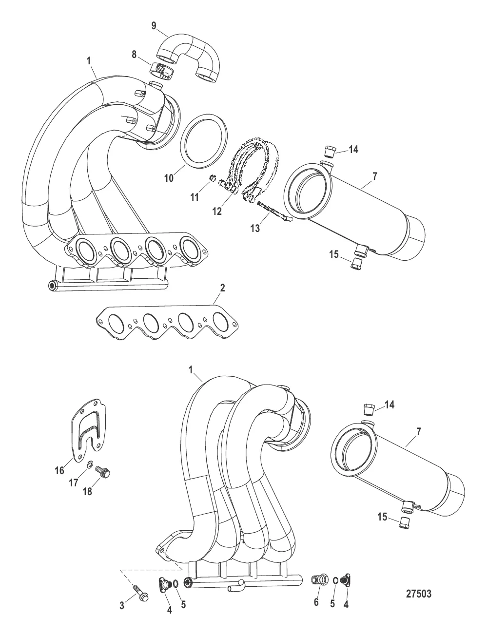 Выпускной коллектор / выводящая труба глушителя в сборе