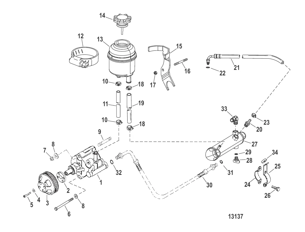 Гидроусилитель рулевого механизма (Сер. номера от 0M952908 до 0M955606)