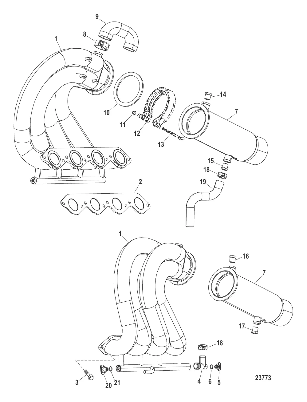 Выпускной коллектор / выводящая труба глушителя в сборе