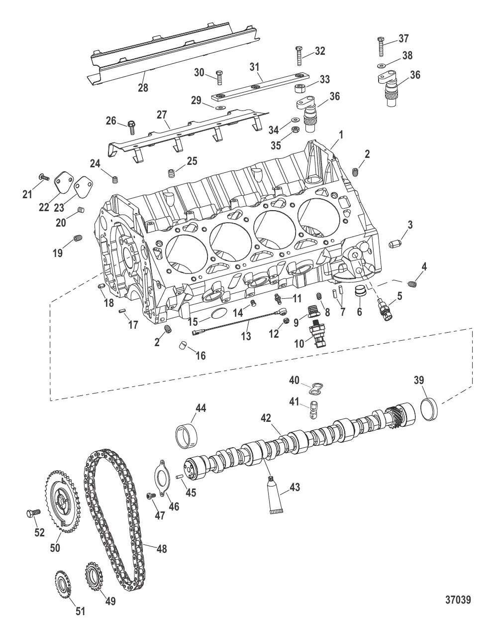 Компоненты двигателя (Блок цилиндров и распределительный вал)