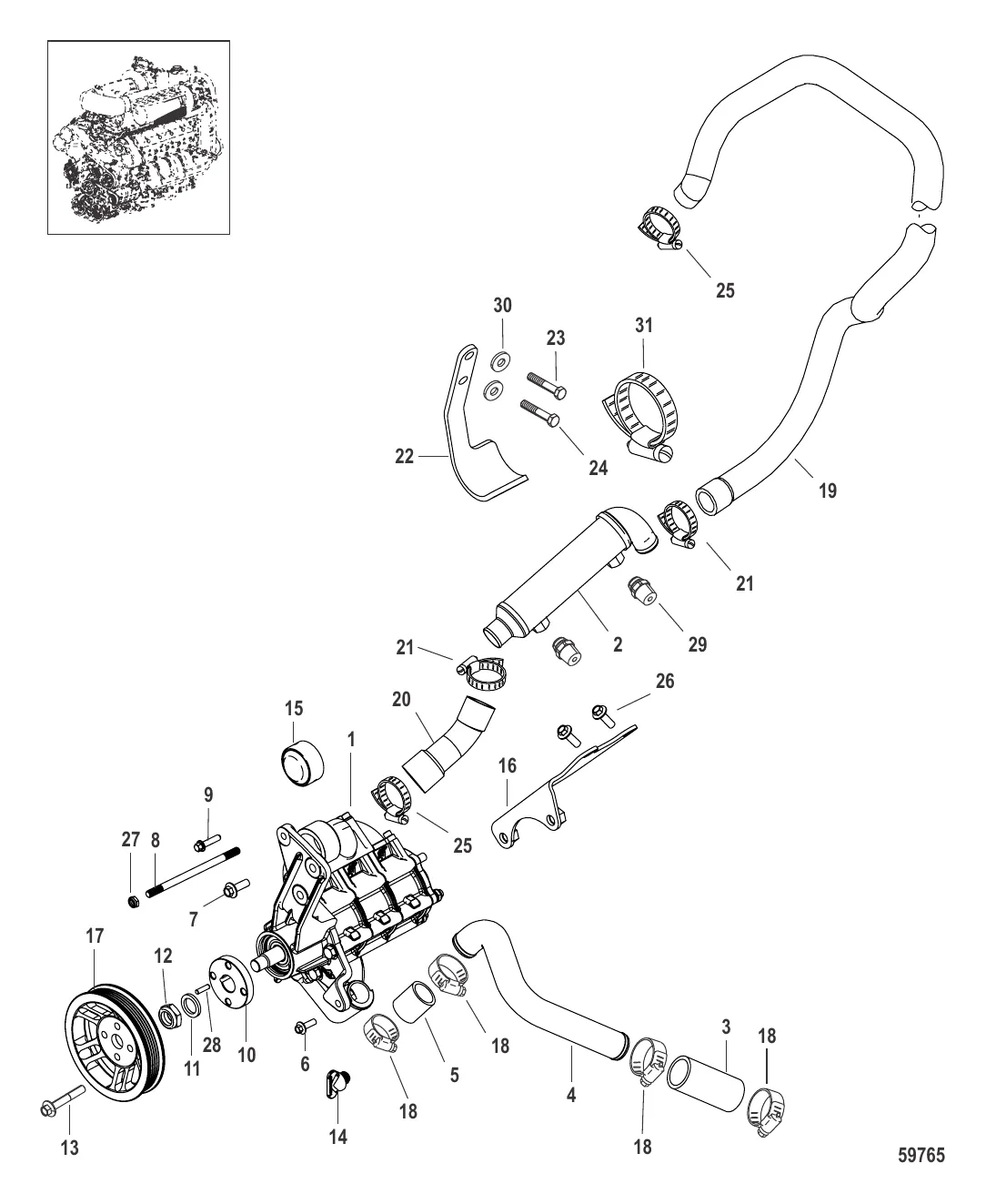 Насос для забортной воды 0M966604 и выше