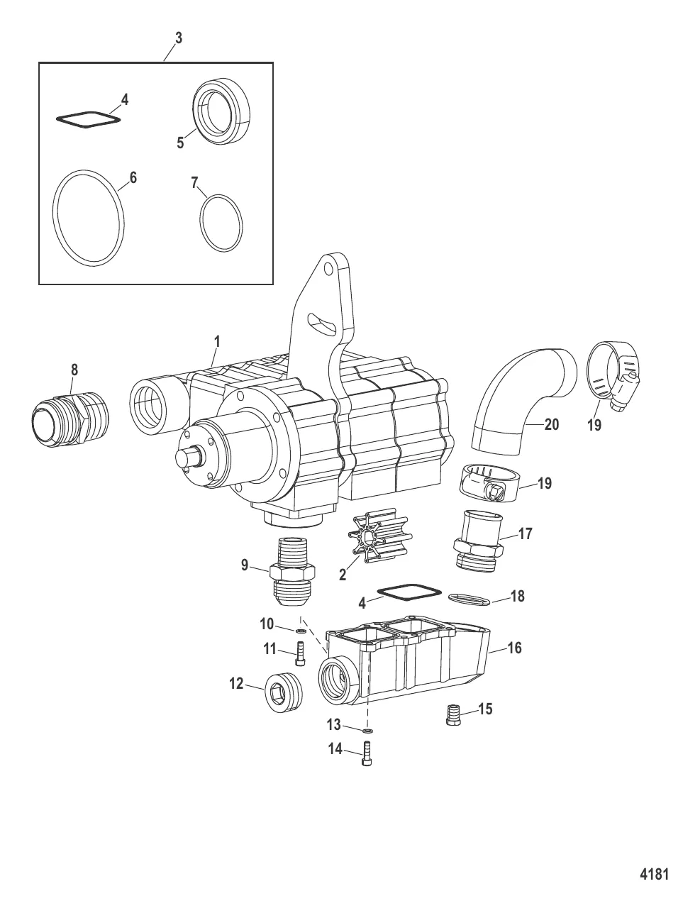 Компоненты системы охлаждения (Насос забортной воды – конструкция I)