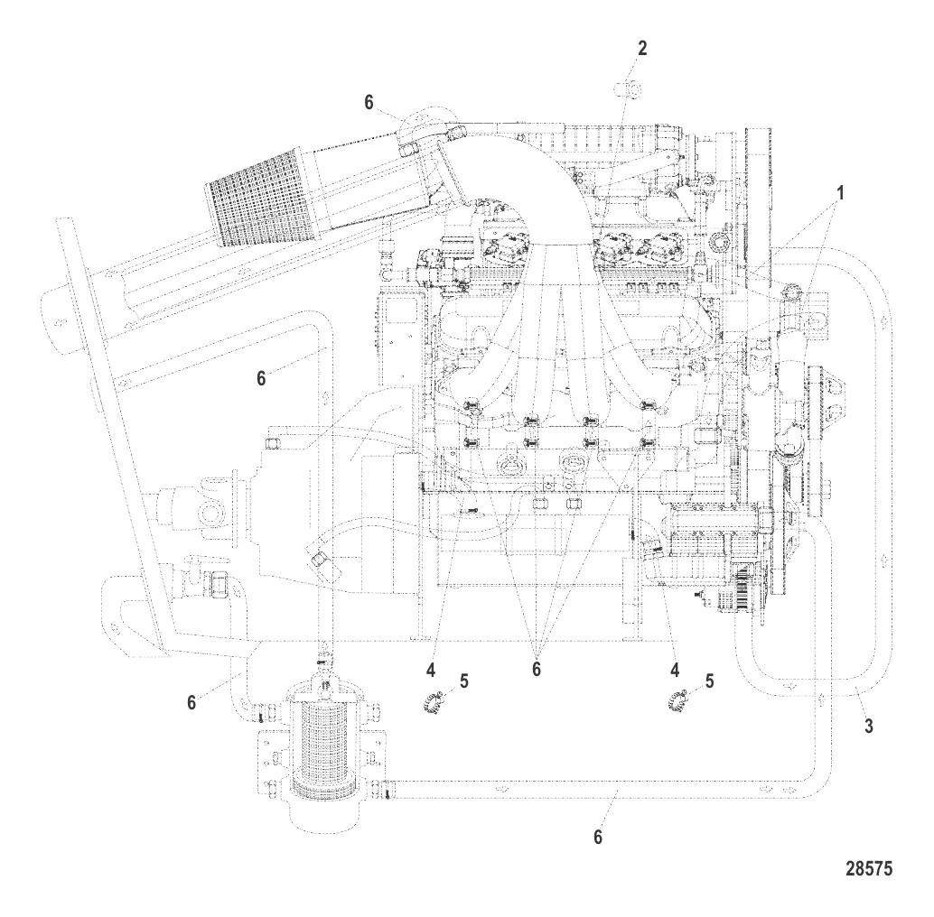 Охлаждение (Водяные шланги и фитинги – правый борт)