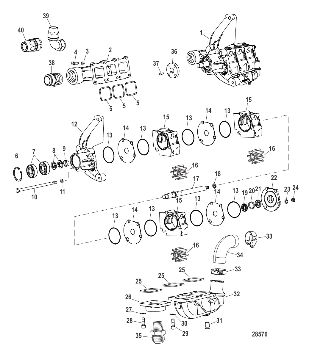 Компоненты системы охлаждения (Насос забортной воды)