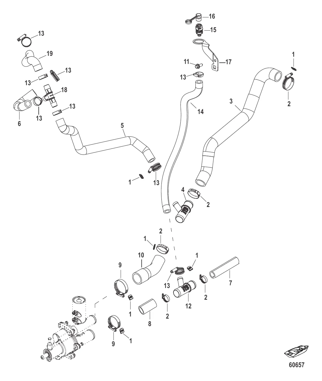 Охлаждение пресной водой Шланги насоса забортной воды V-привода