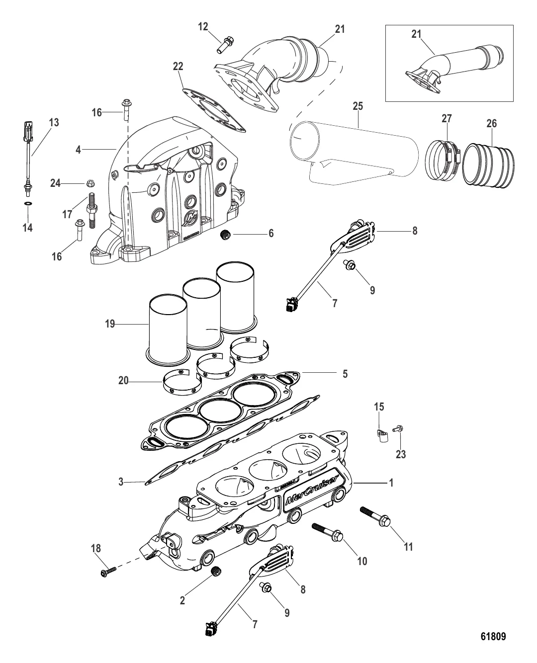 Выхлопной коллектор и коленчатый патрубок