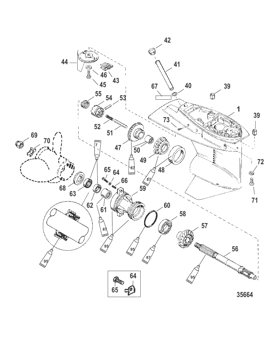 Картер редуктора Вал гребного винта – передаточное число 2.41:1