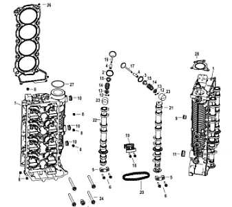 Головка блока цилиндров и распределительный вал для лодочного мотора Mercury 250 4.6L V8