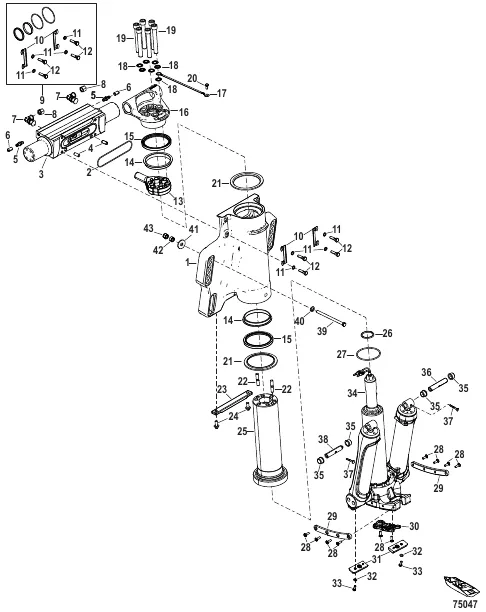 Power Trim/Transom Assembly Standard Rotation