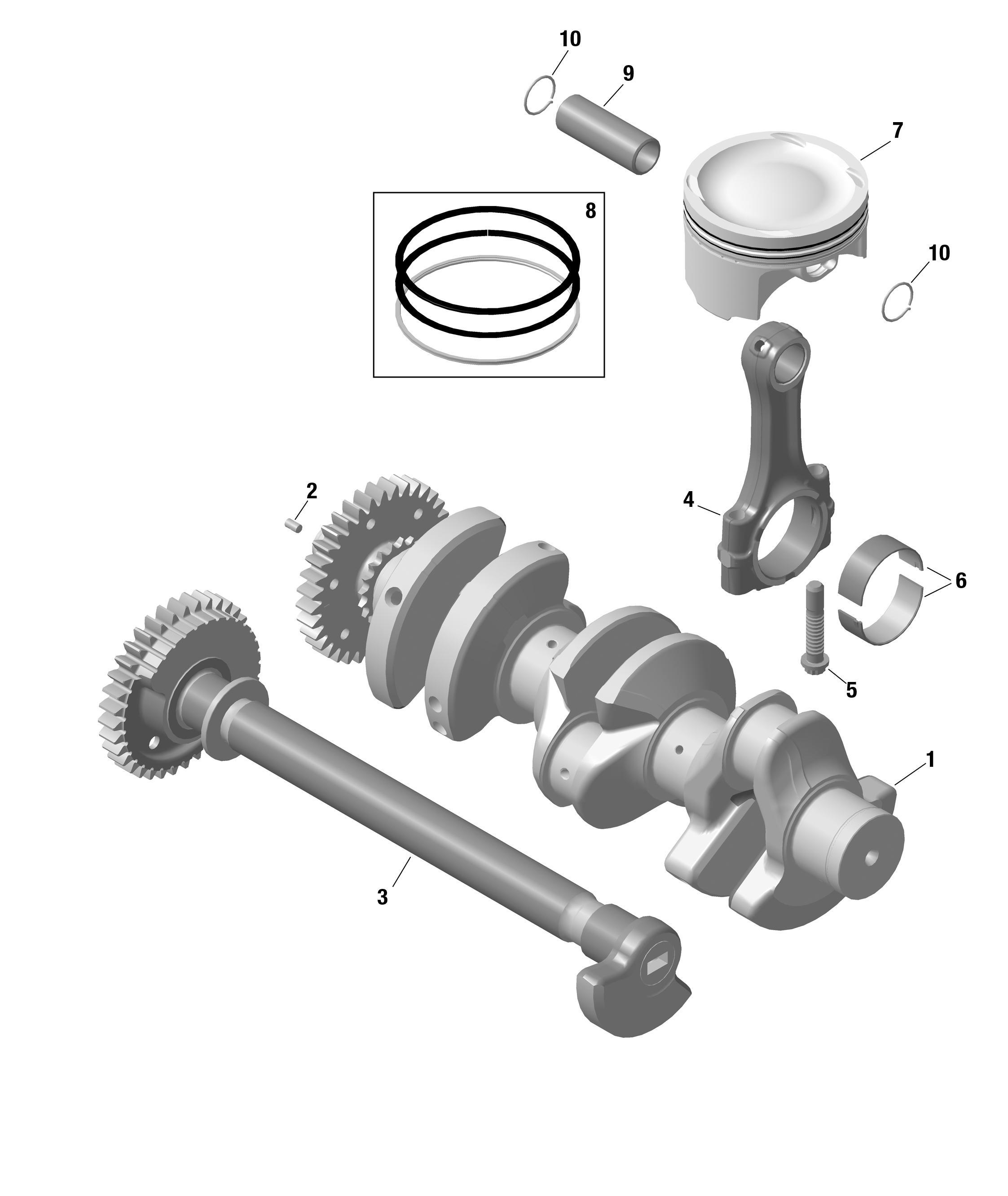 ROTAX коленвал и поршни