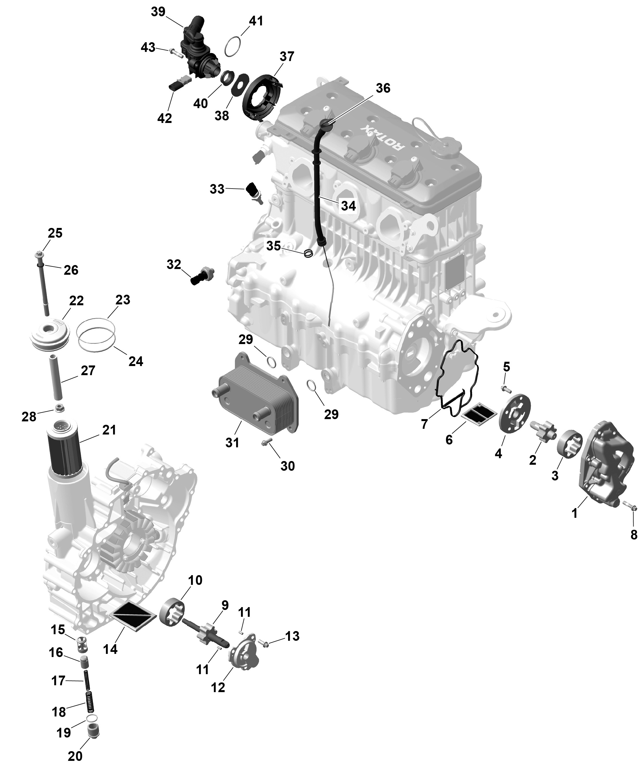 ROTAX система смазки двигателя