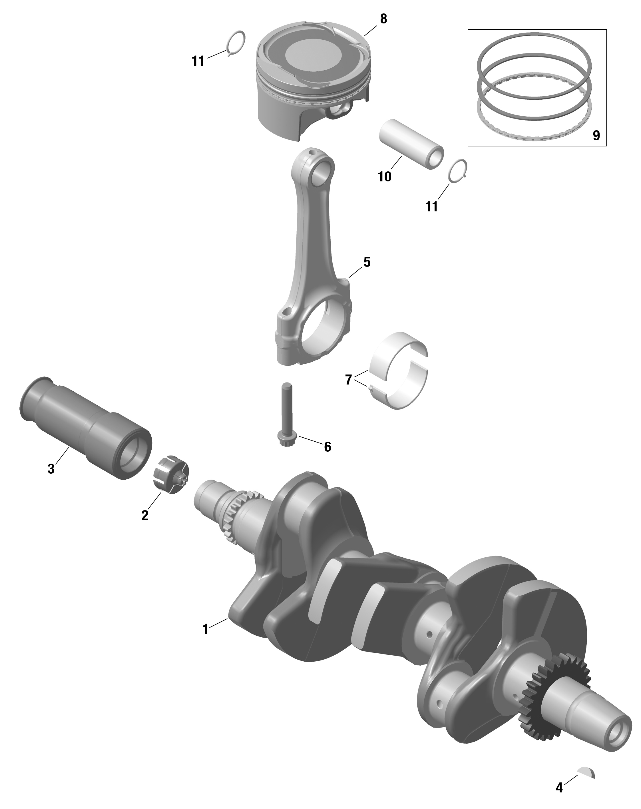 ROTAX коленвал и поршни