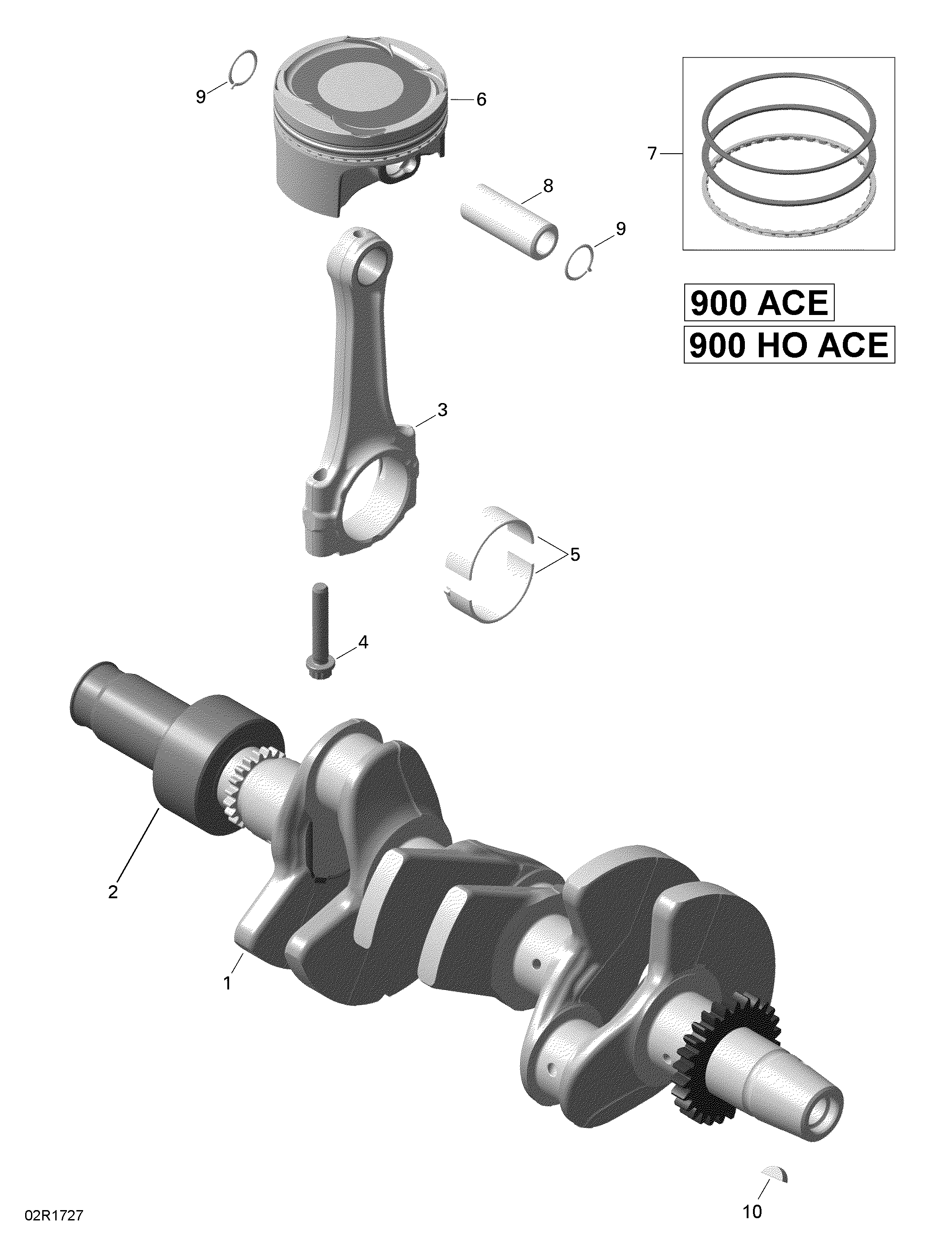 Коленвал и поршни 900-900 HO ACE