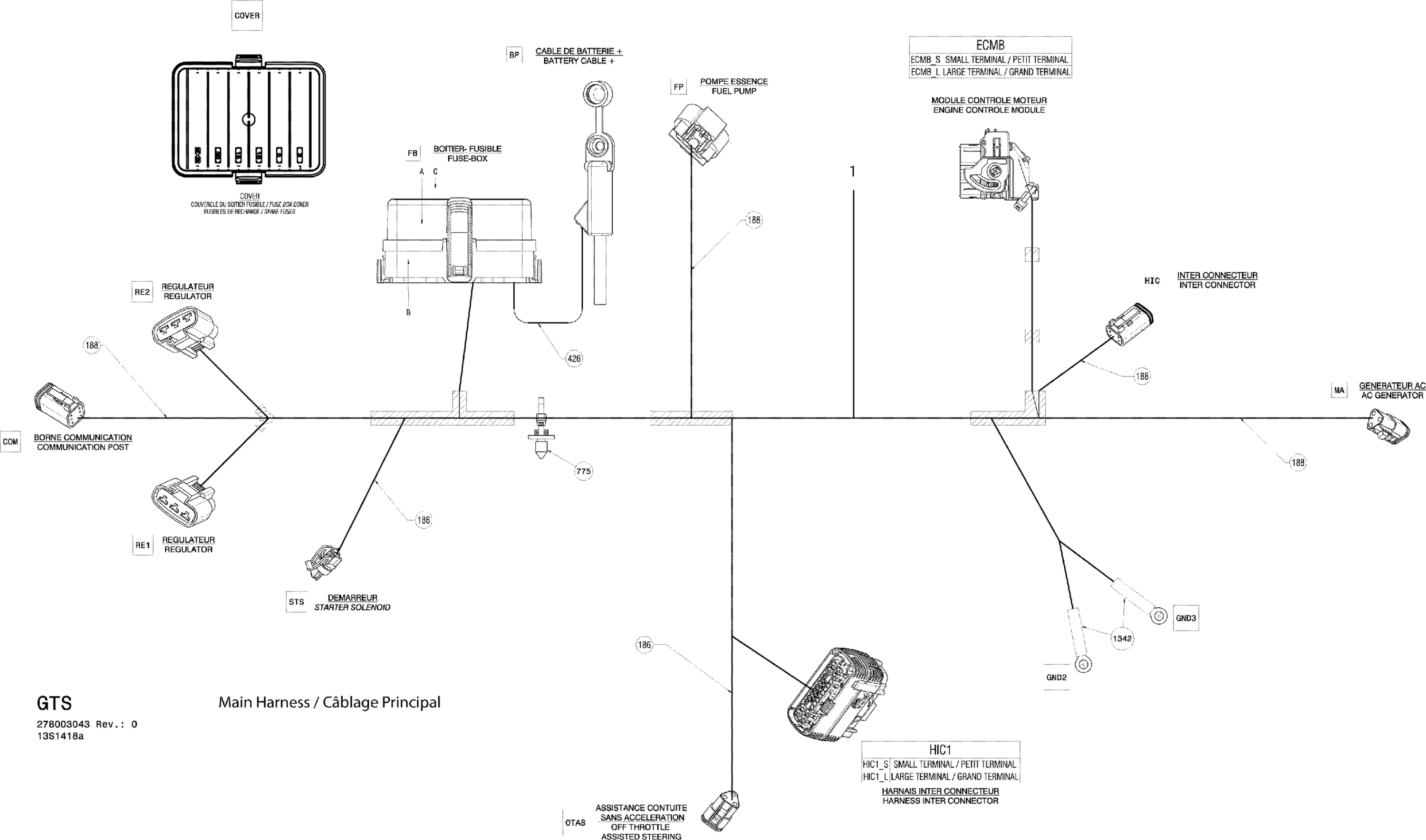 Электрооборудование жгут главный жгут проводов_13S1418a