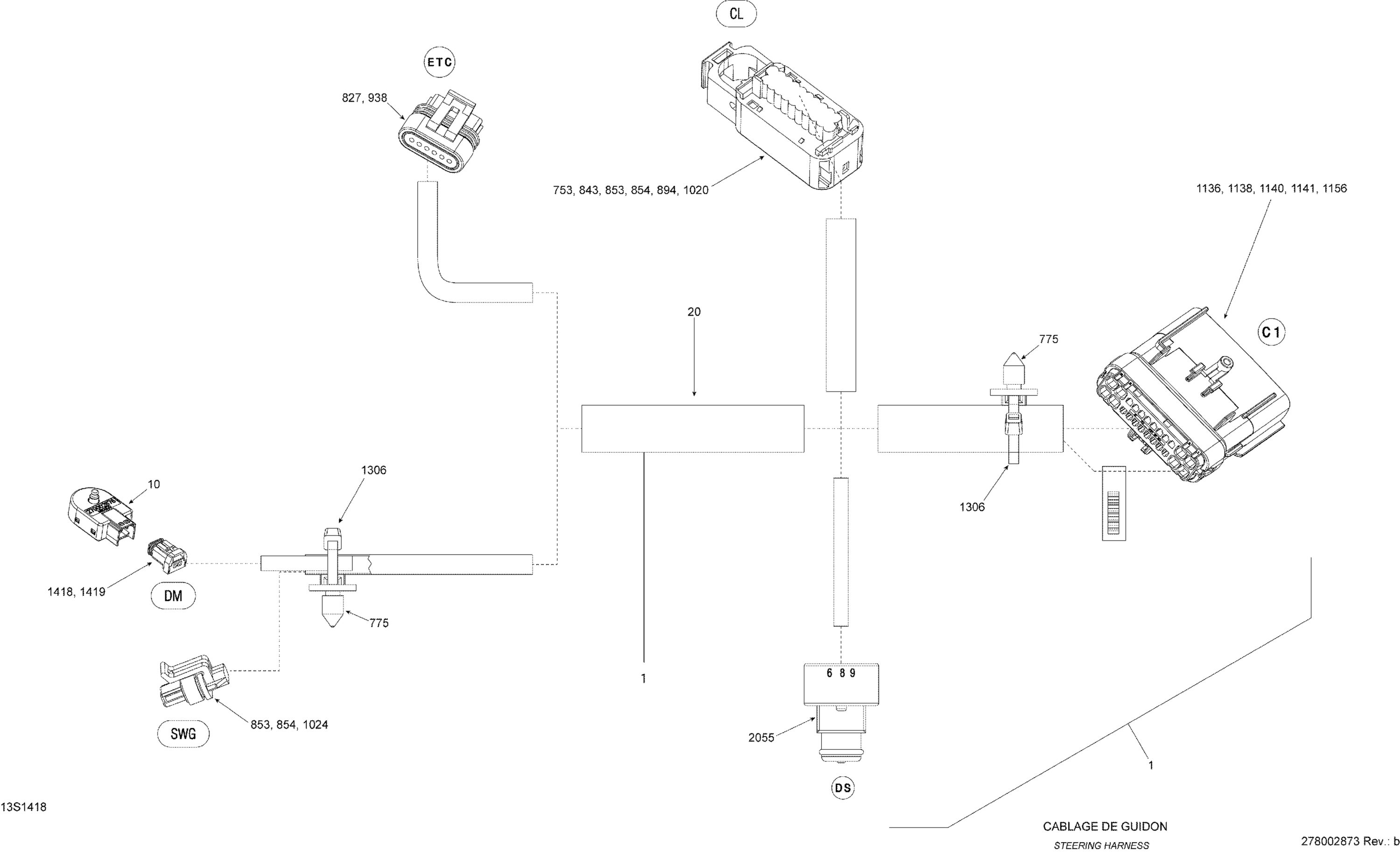 Электрооборудование жгут Steering_13S1418