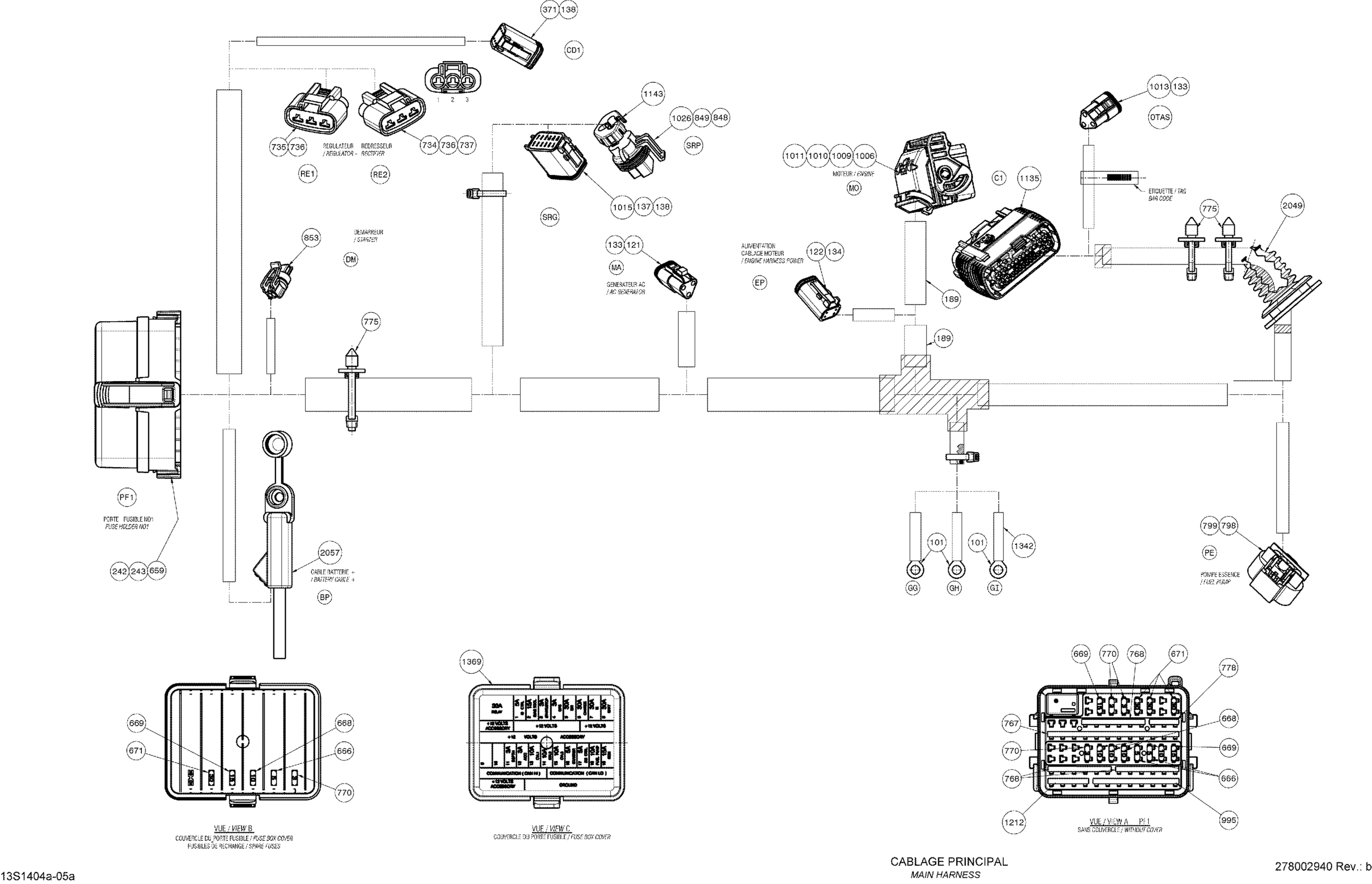 Электрооборудование жгут главный жгут проводов_13S1404a