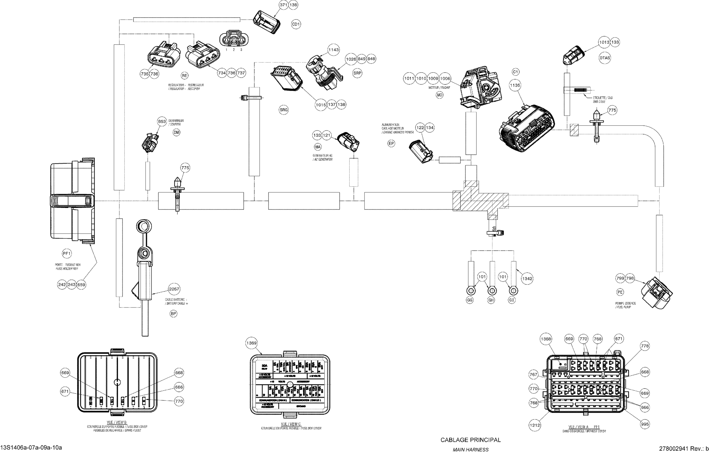 Электрооборудование жгут главный жгут проводов_13S1410a