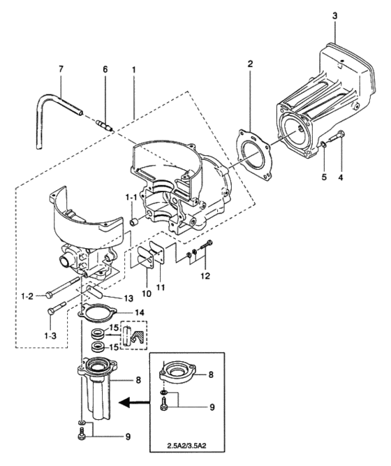 Цилиндр - кривошипный корпус assy.