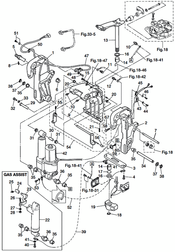 Кронштейн (2) power trim и tilt / gas assist