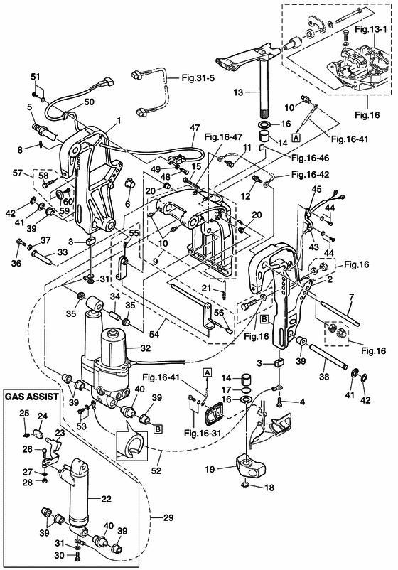 Кронштейн (2) power trim и tilt / gas assist