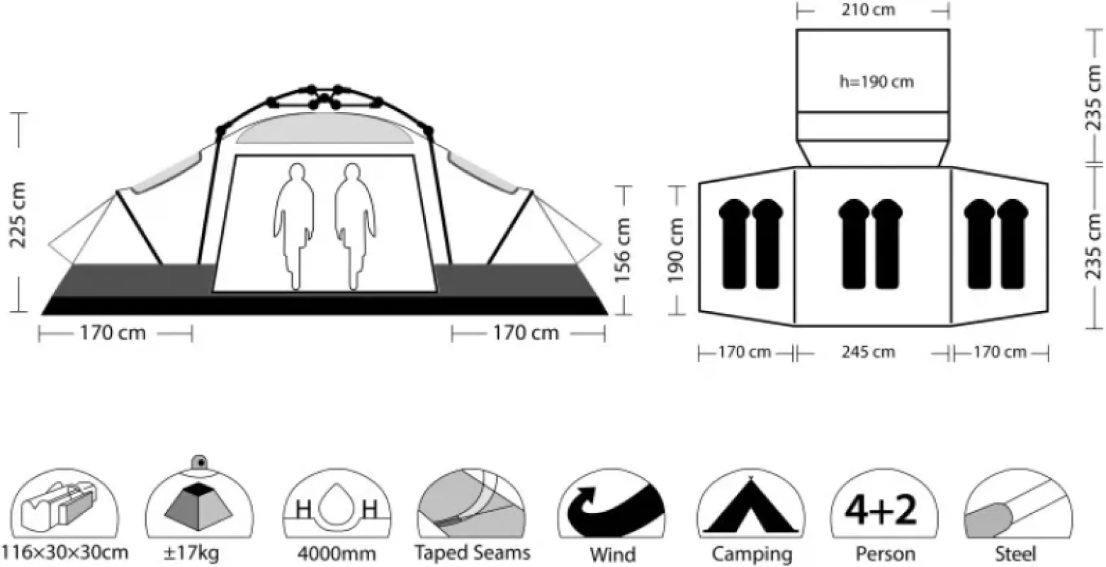 Envision Tents Палатка быстросборная 6-местная 4+2 CAMP