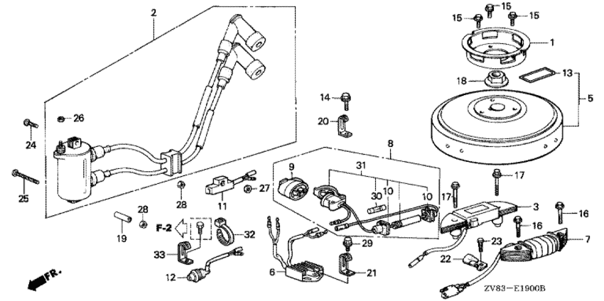 Bf8ax/b/bx) катушка зажигания/маховик (bf6b/bx/d6