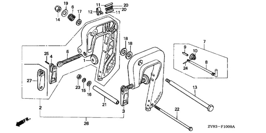 Bf8ax/b/bx) кормовой кронштейн/adjust rod (bf6b/bx/d6