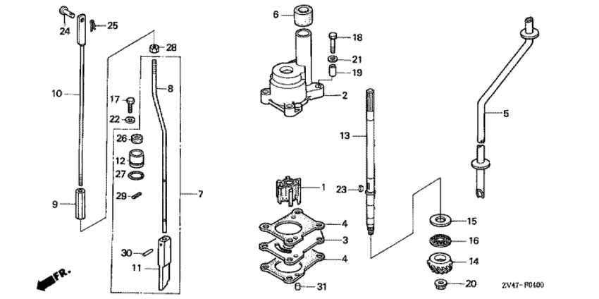 Водяная помпа/вертикальный вал