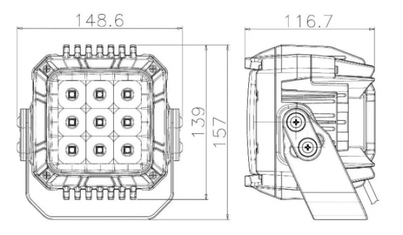 ALLREMOTE Прожектор светодиодный для ATV, 9х10W направленный свет