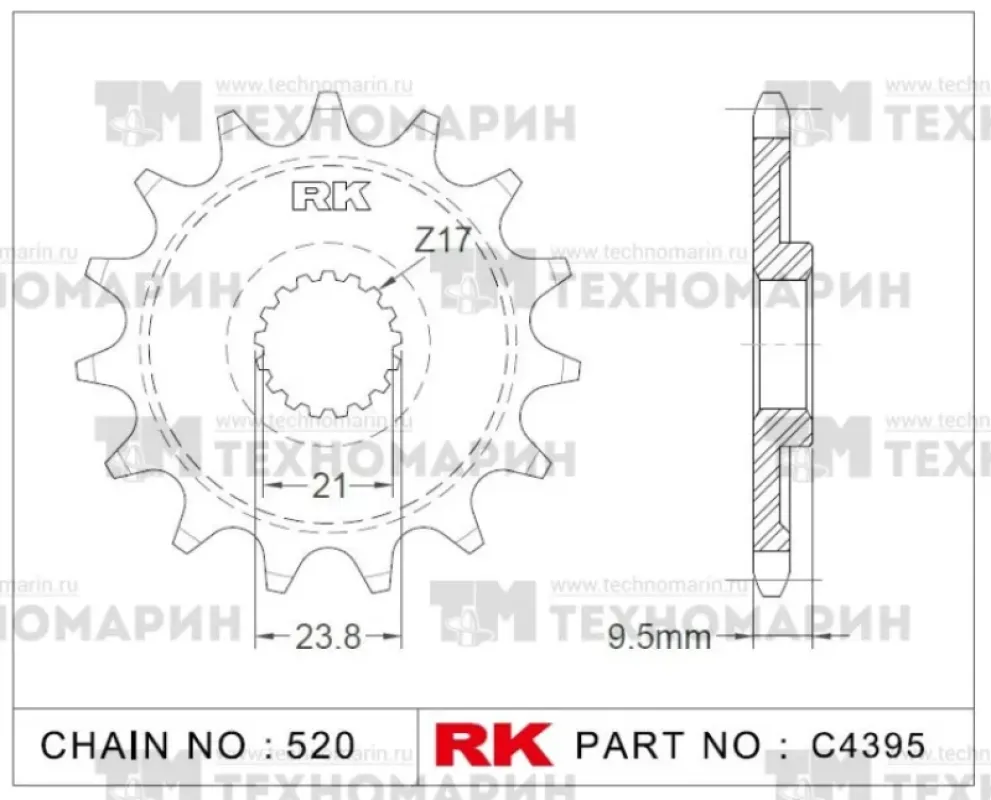 RK Chains Звезда для мотоцикла ведущая