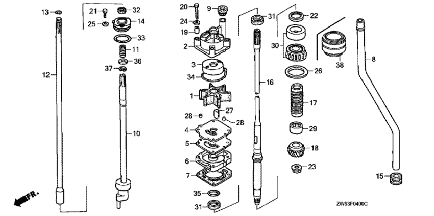 Водяная помпа/вертикальный вал