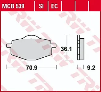 Колодки тормозные (серия Organic Allround) MCB539