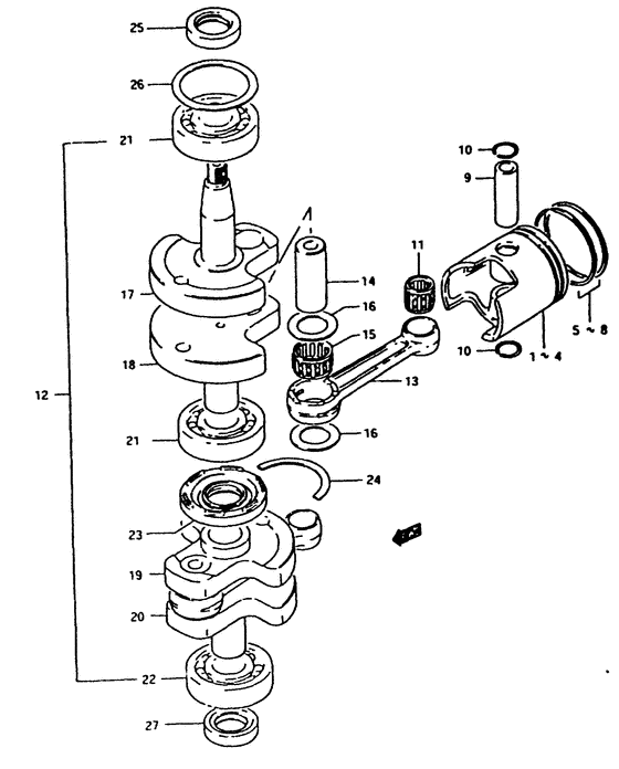 Коленчатый вал и Поршень