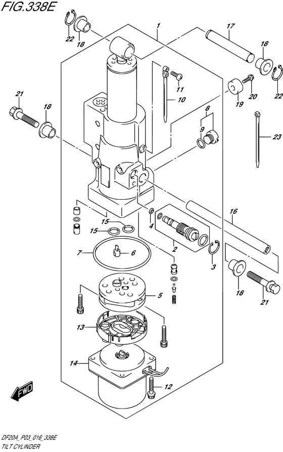 Цилиндр системы наклона двигателя