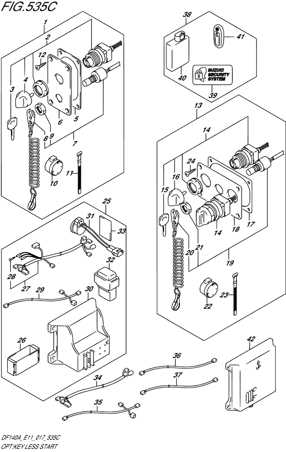 PLEASE MAKE SURE OF SUZUKI DEALERS.) opt:key less start ((df115az e11); note: note: use frequency assigned on your market. для detailes